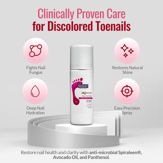 Footlogix Nail Tincture Spray application tip showing even mist.