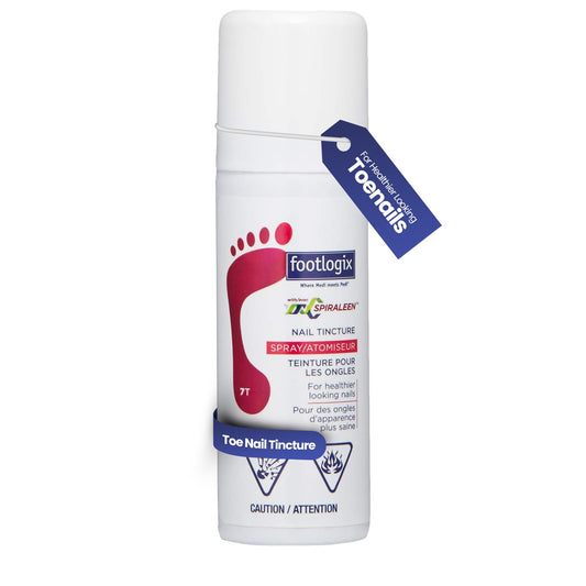 Footlogix Nail Tincture Spray bottle with Spiraleen for nail care.