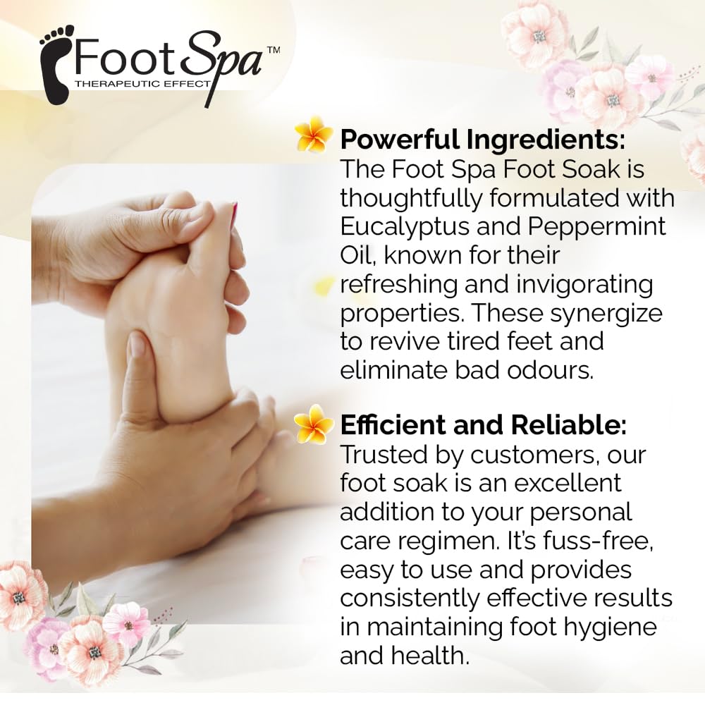 FootSpa aroma release showcases eucalyptus and peppermint for a refreshing ritual.