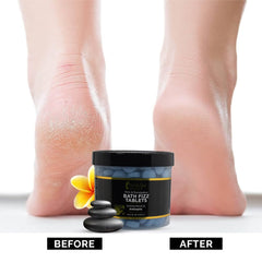 FootSpa Bath Fizz Mint & Eucalyptus pedicure prep setup with soothing aromatics.