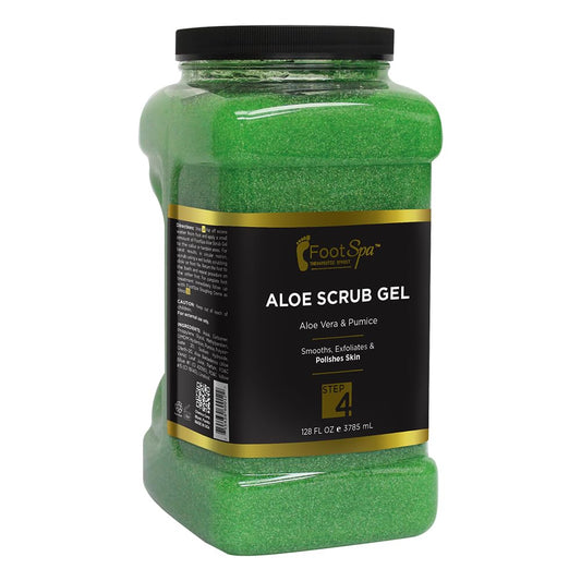 FootSpa Exfoliating Scrub Gel bulk 128oz bottle for hands, feet, and body.