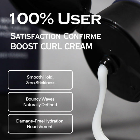 FORBEAUT Boost Curl Cream bottle with pump demonstrates easy, mess-free application.