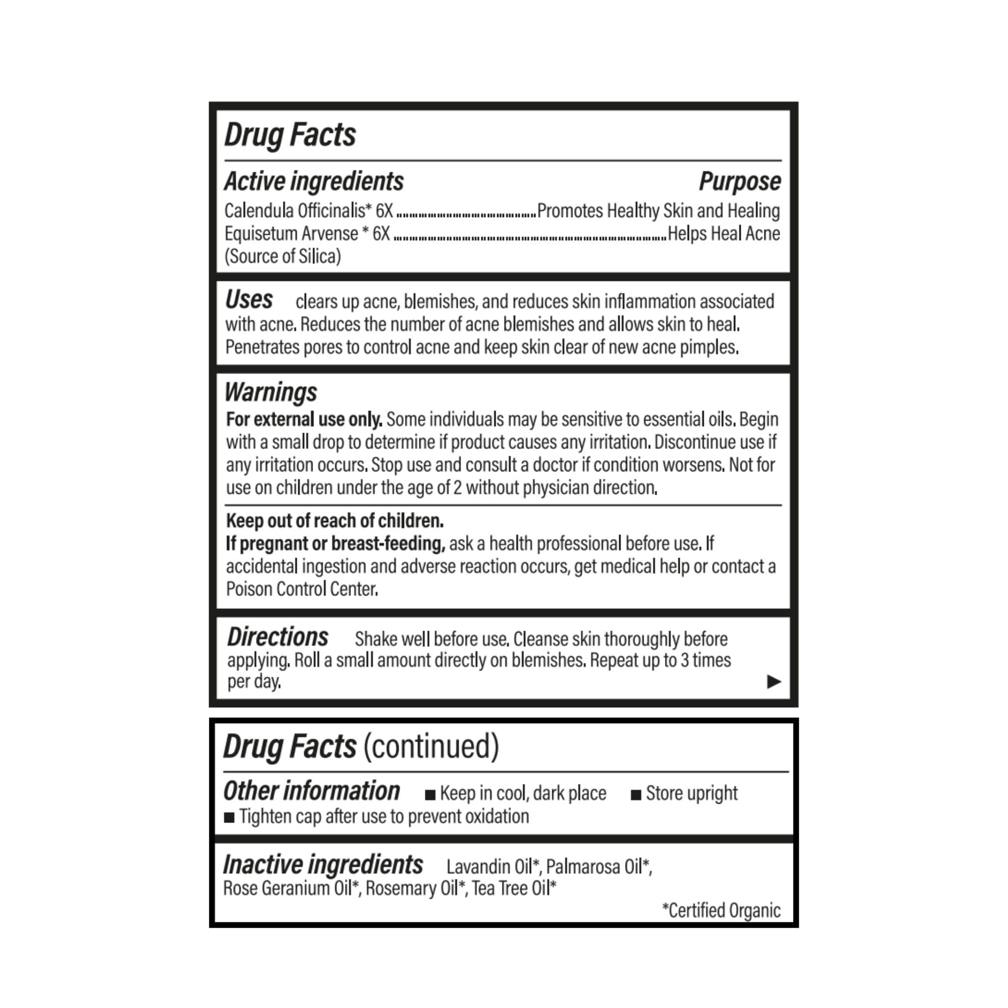 Forces of Nature acne-rollerball clear formula dries quickly without residue