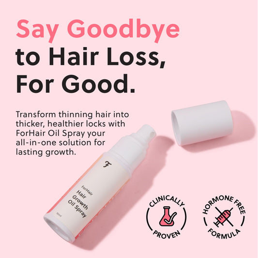 ForChics serum spray dispensed on scalp for easy application