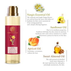 Massage of Forest Essentials Nargis oil into skin for a silky, hydrated feel.