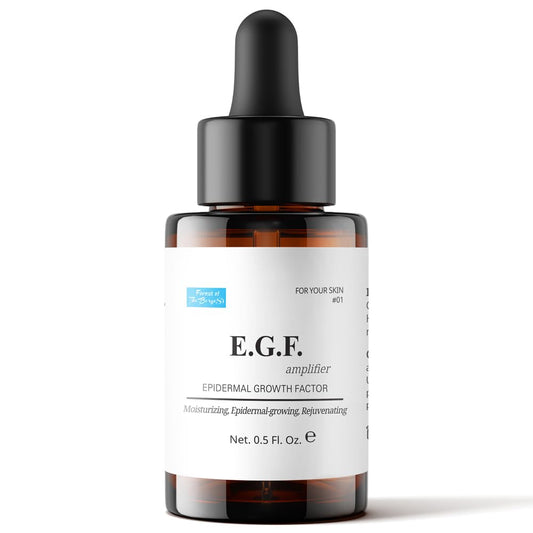 FOREST OF THE BORGES'S EGF serum bottle shows compact packaging for on the go skincare.