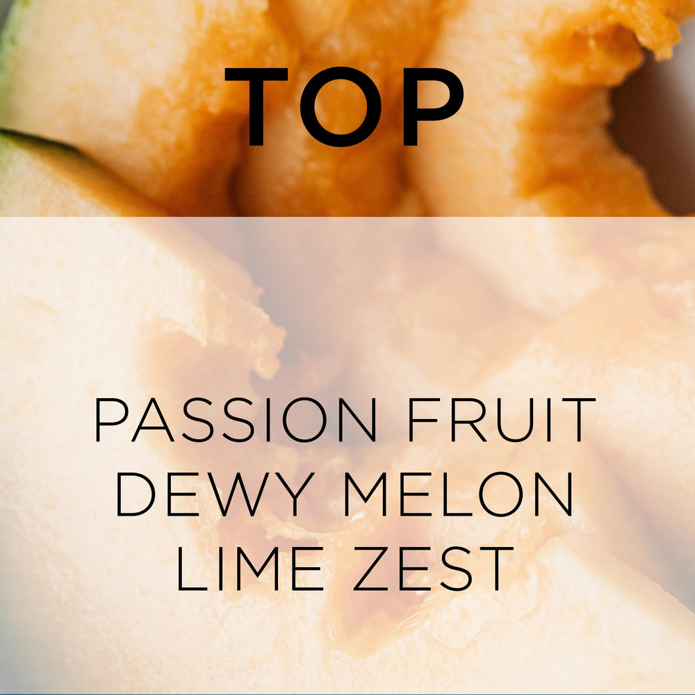Close-up of the Shimmering Passionfruit label with brand and scent info