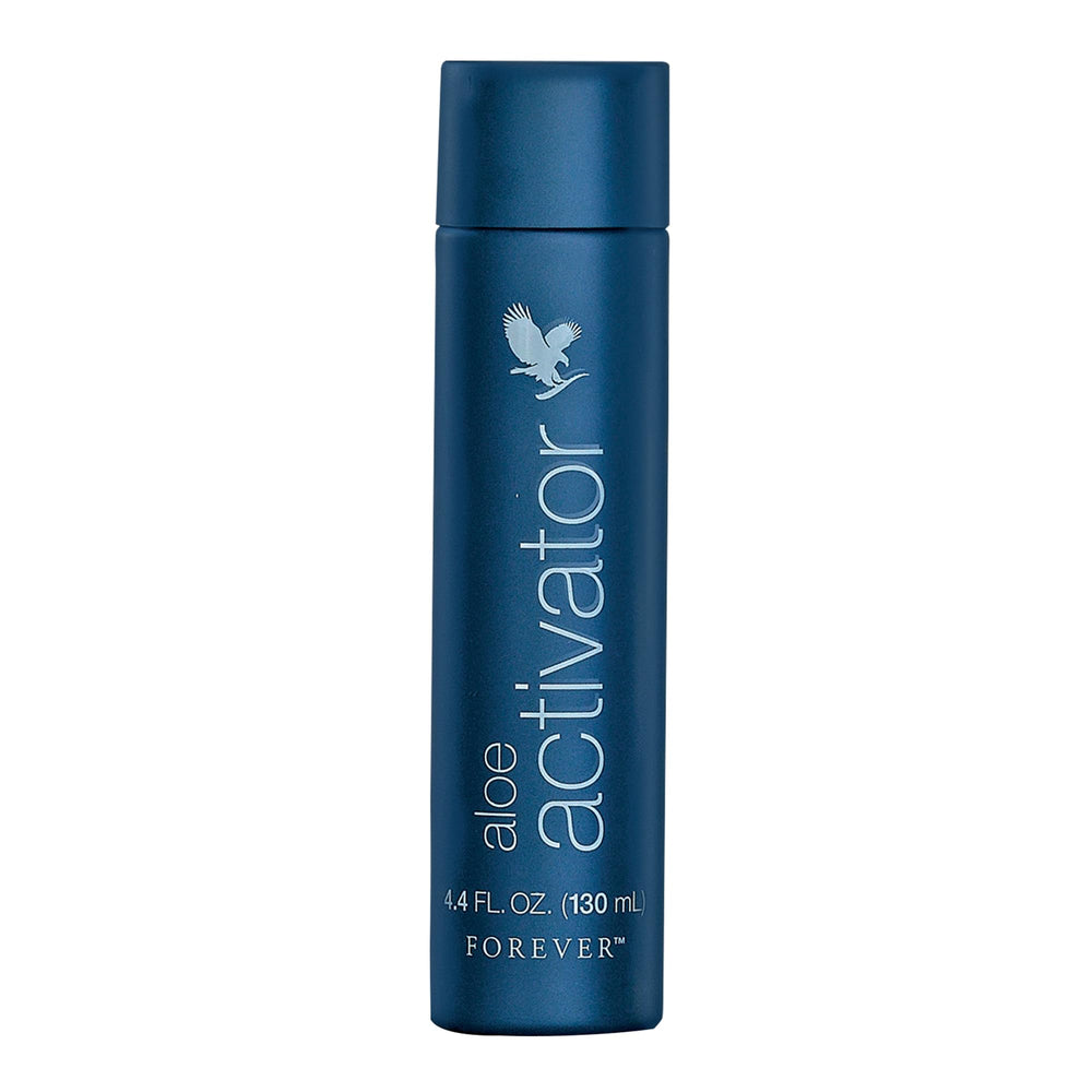 Forever Living Aloe Activator bottle close-up highlighting hydrating gel for sensitive skin