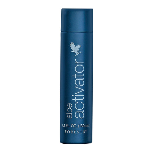 Forever Living Aloe Activator bottle close-up highlighting hydrating gel for sensitive skin