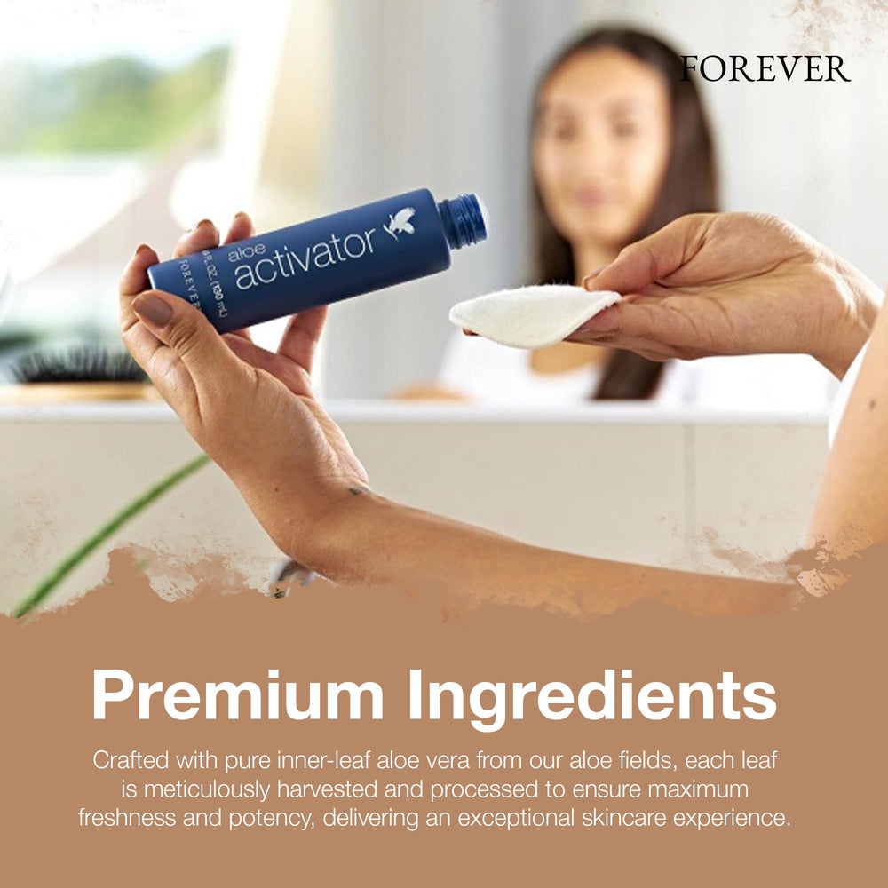 Forever Living Aloe Activator ingredients close-up referencing pure inner-leaf aloe components