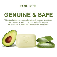 Forever Living Aloe Avocado Soap pack of three displayed for convenient use.