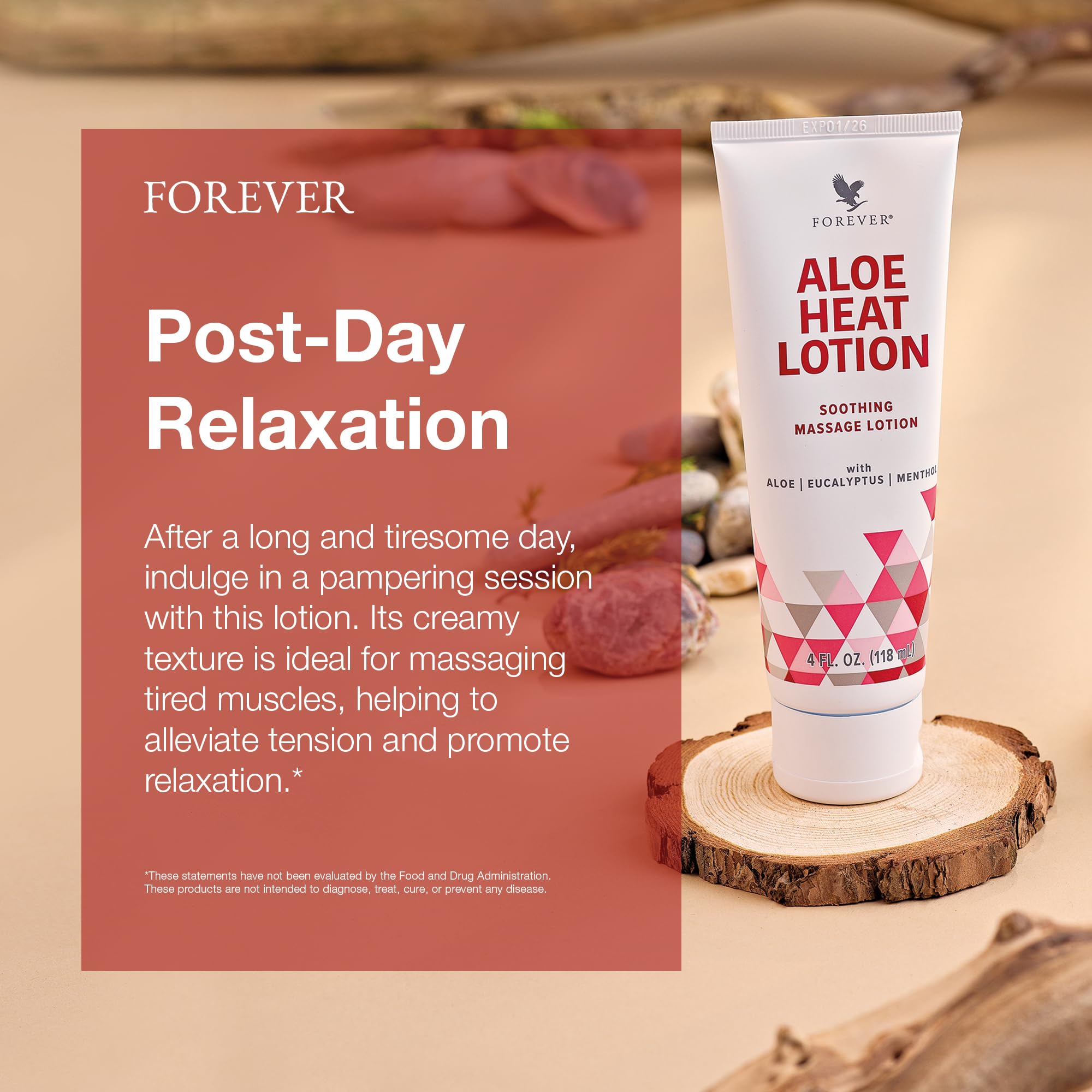 Forever Living Aloe Heat Lotion creamy texture close-up for easy, even application
