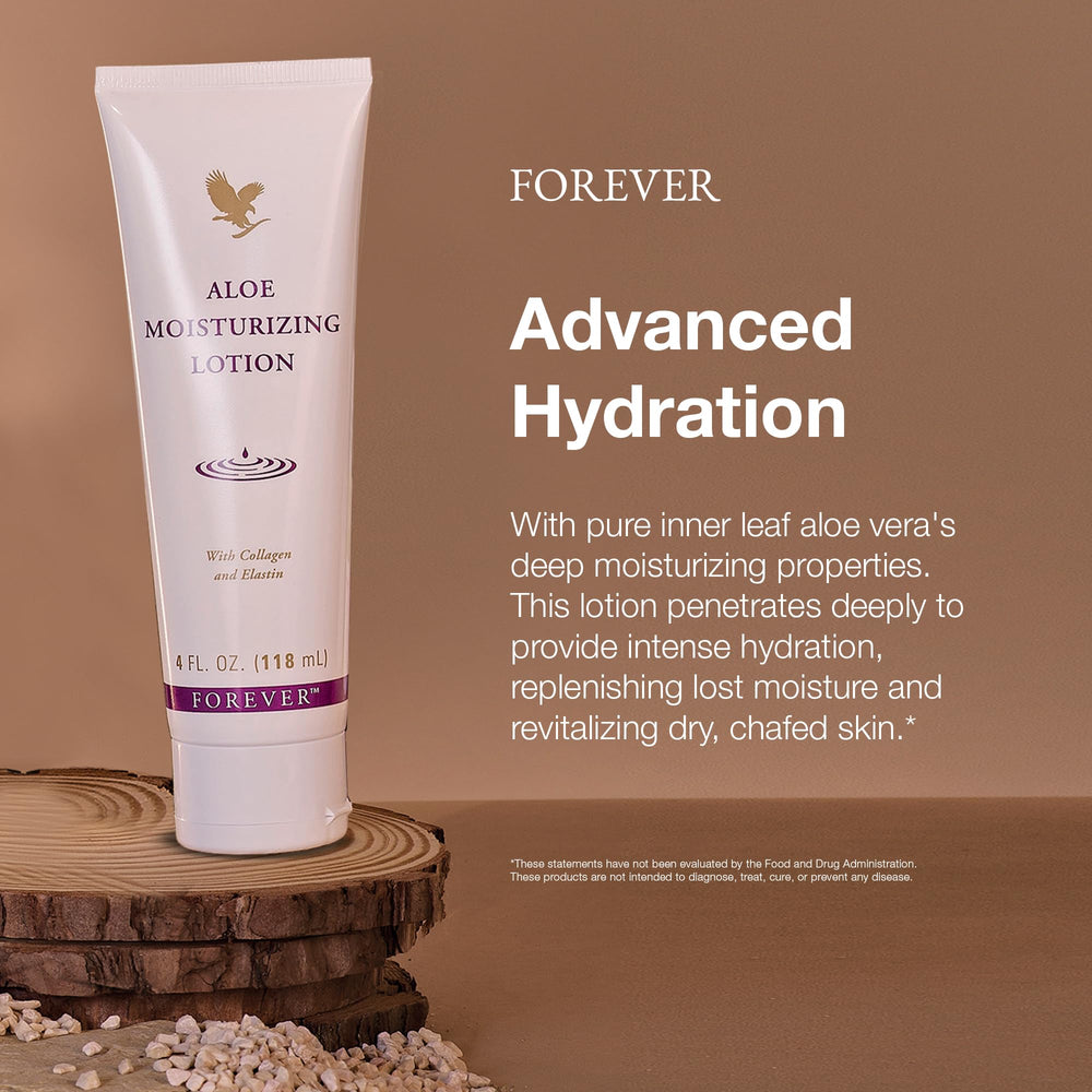 Forever Living Aloe Moisturizing Lotion on hands demonstrating daily moisture