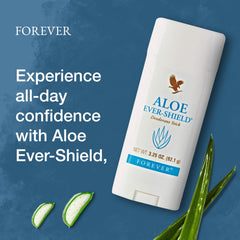 Forever Living Aloe Ever-Shield aluminum-free-label highlights skin-friendly formula.