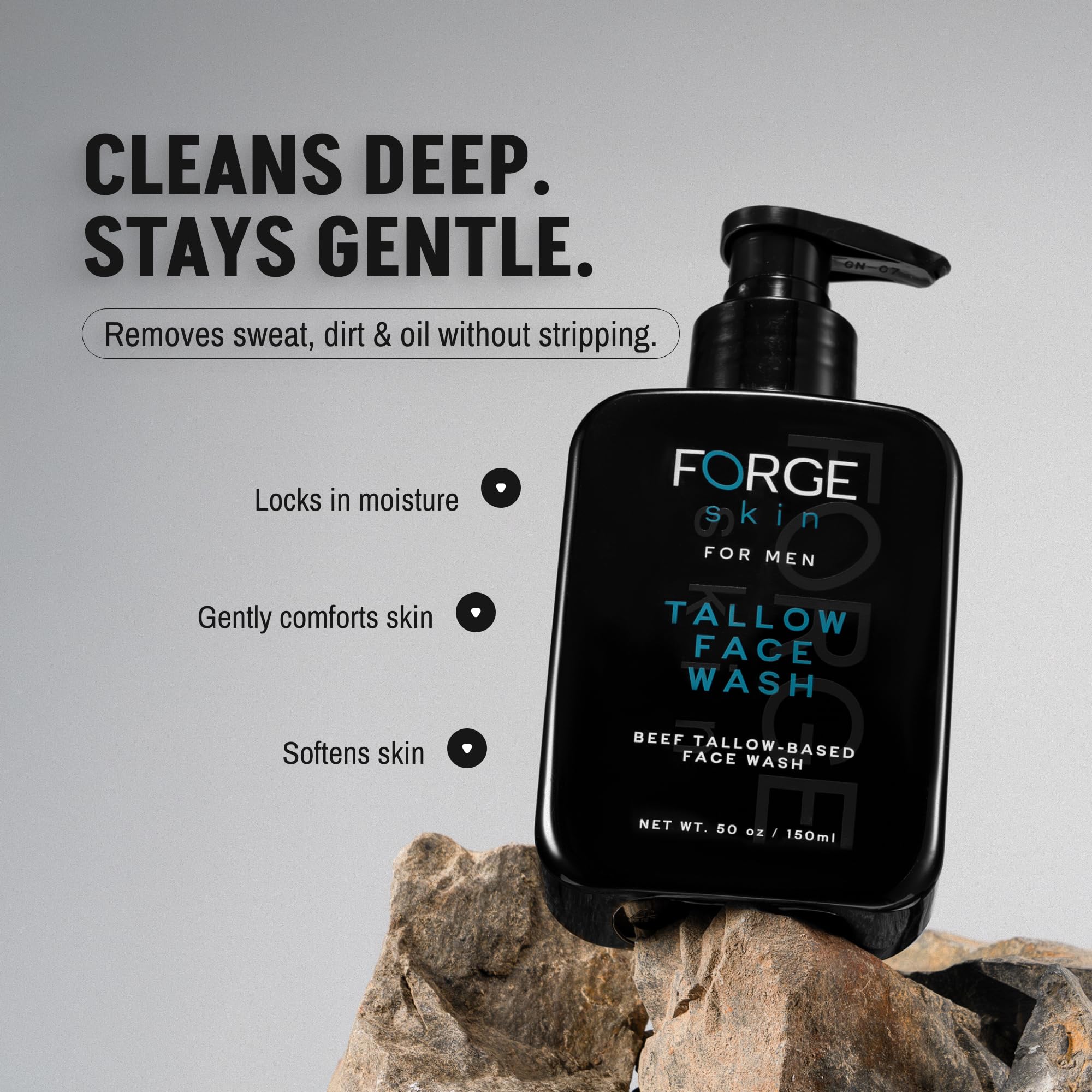 Forge Skin label close-up showing Aloe Vera and Glycerin in beef tallow formula