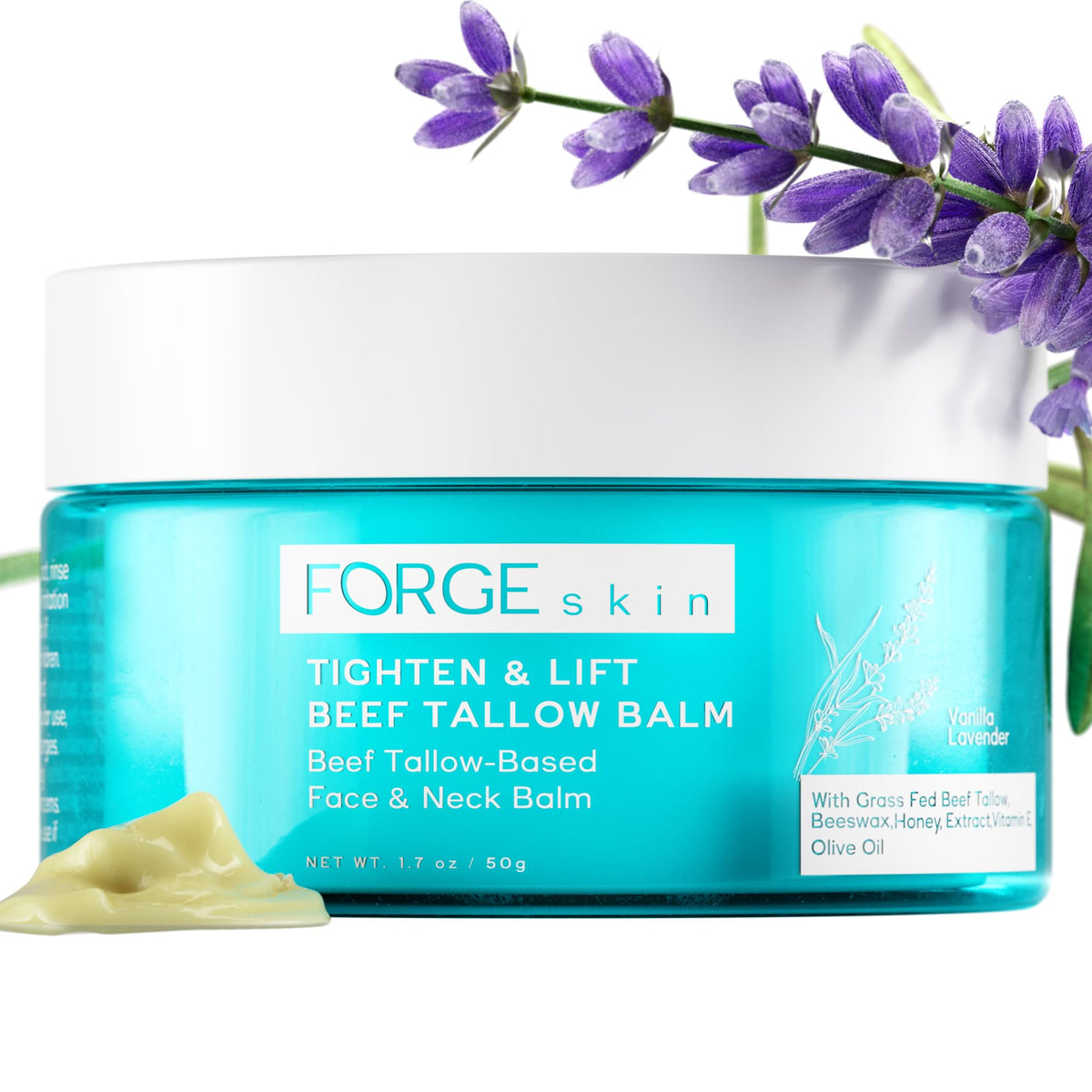 Forge Skin Tighten & Lift Balm on neck during massage shows firming potential.
