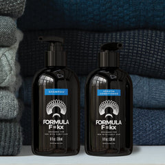 FormulaF=KX shampoo bottle with coffee seed extract for curl vitality.