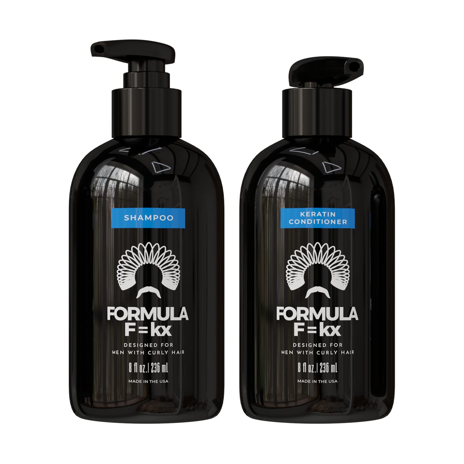 FormulaF=KX curly shampoo bottle with ocean scent for defined curls.