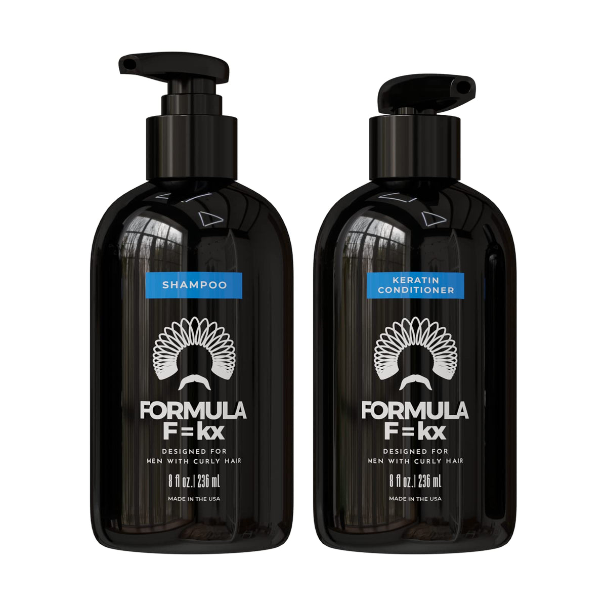 FormulaF=KX curly shampoo bottle with ocean scent for defined curls.