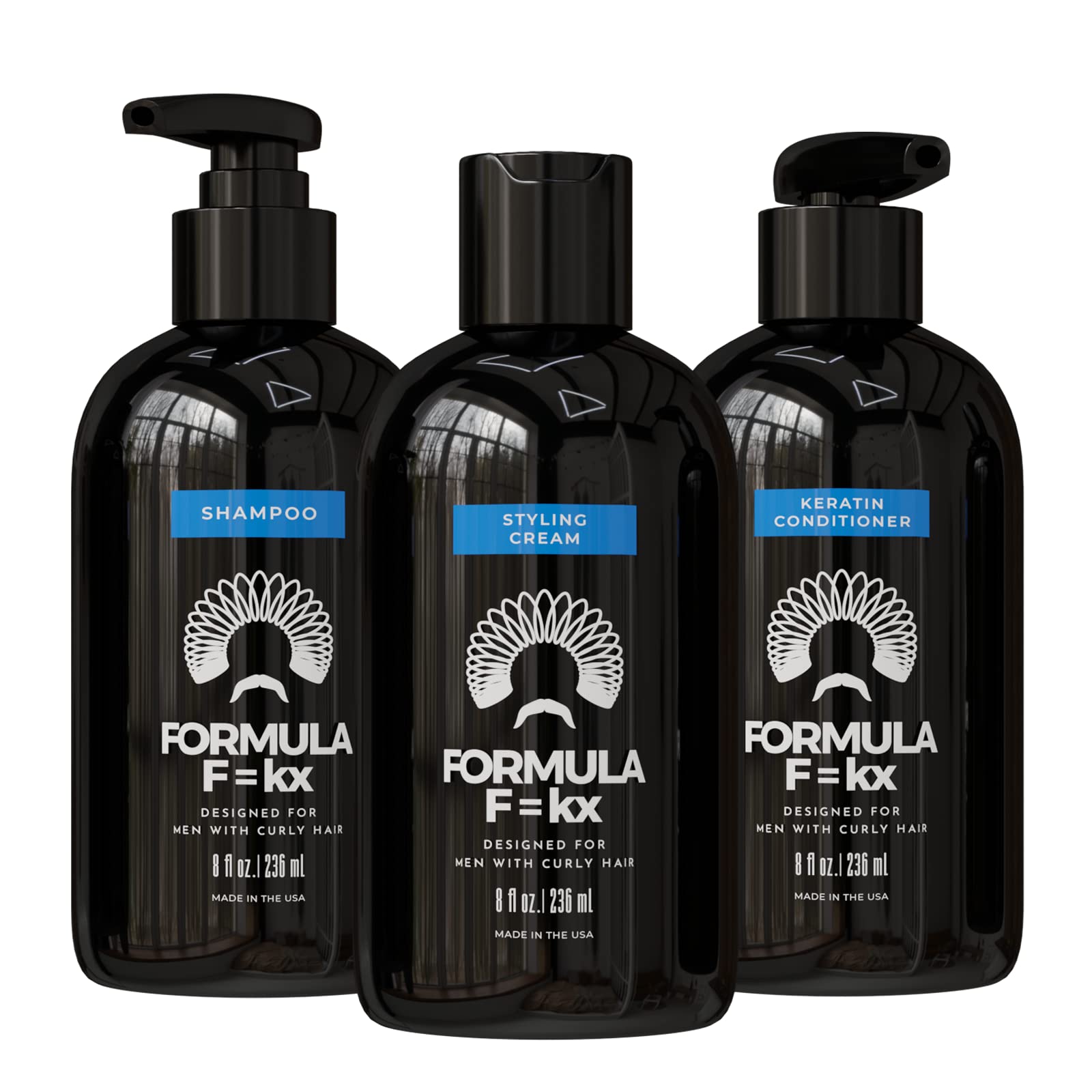 FormulaF=KX hydrating shampoo bottle supports scalp hydration and defined curls.