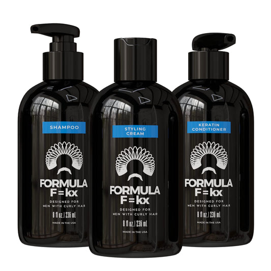 FormulaF=KX hydrating shampoo bottle supports scalp hydration and defined curls.
