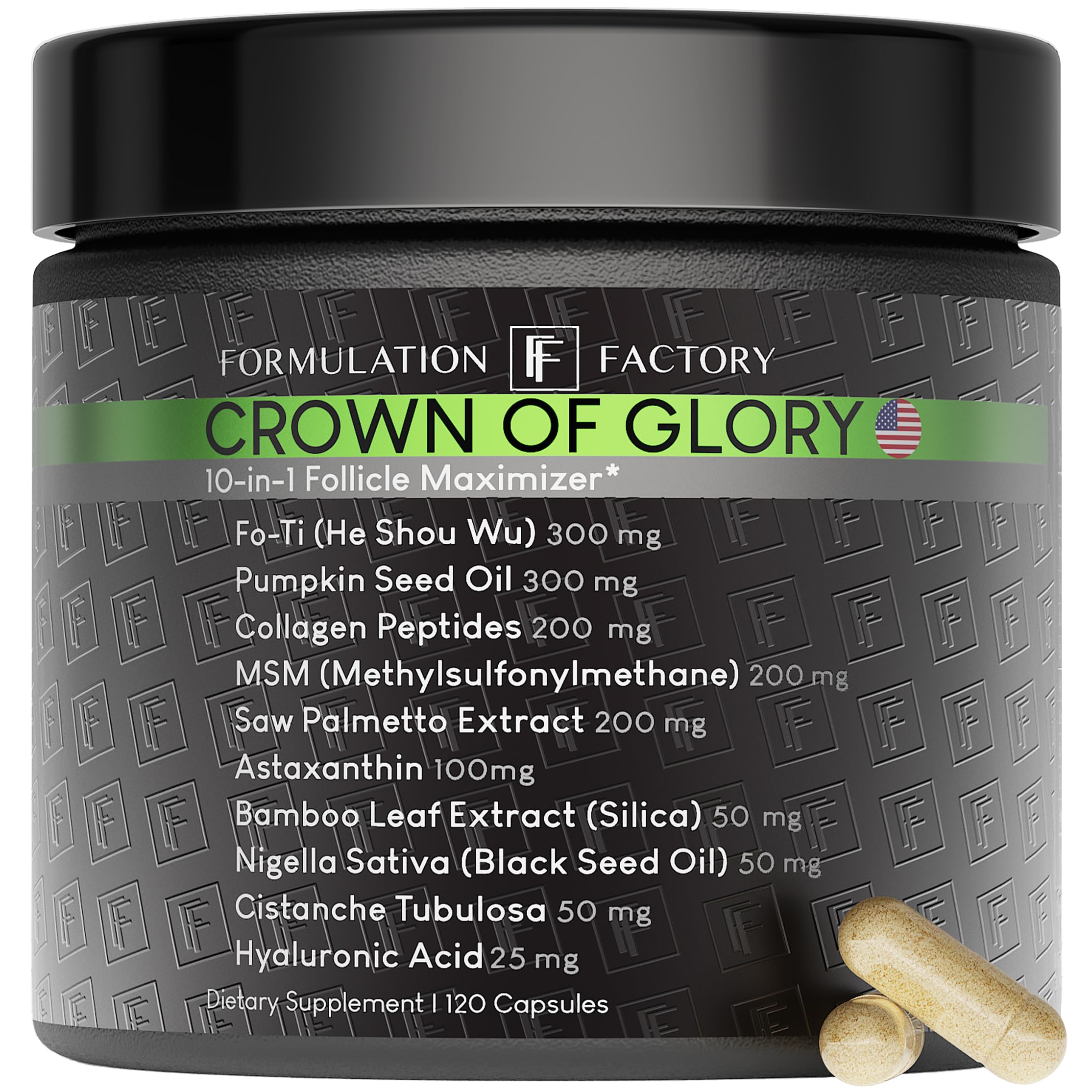 Formulation Factory Crown of Glory bottle close-up for daily hair support