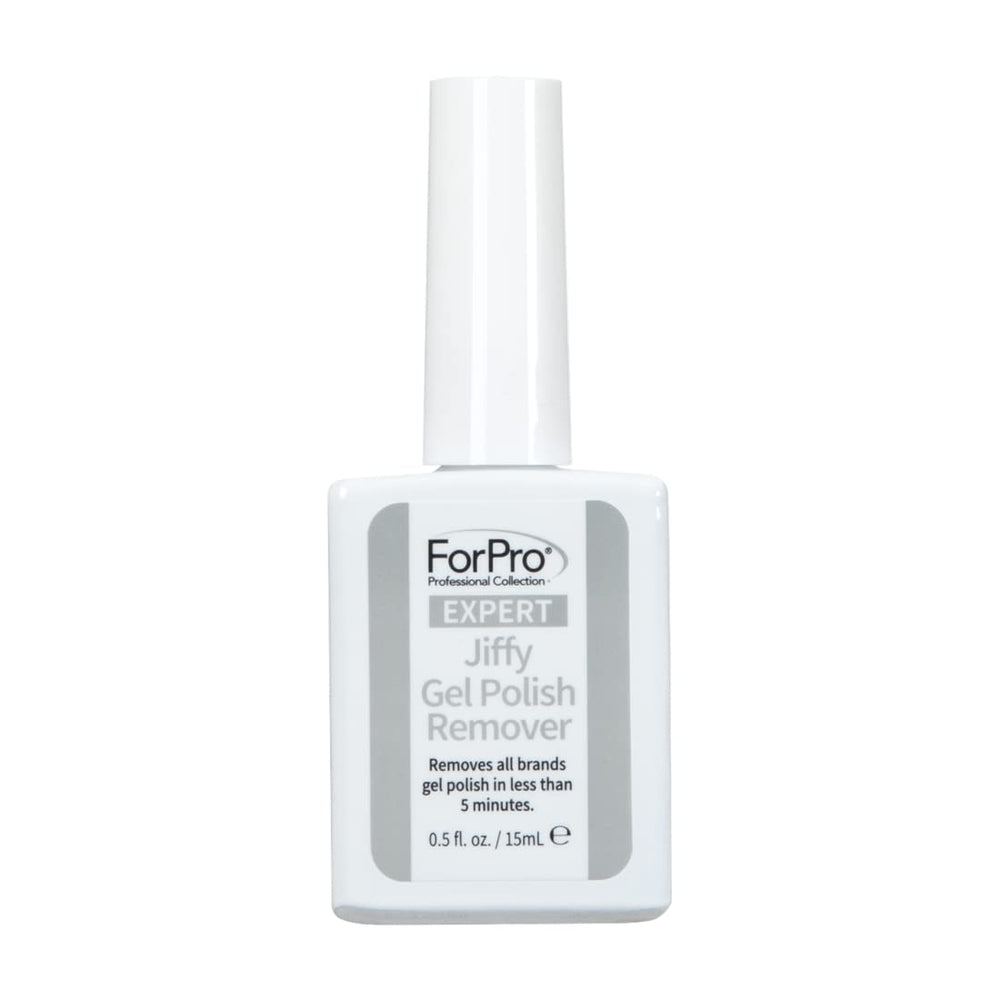 ForPro Expert Jiffy Gel Polish Remover bottle pour for quick, mess-free gel removal.
