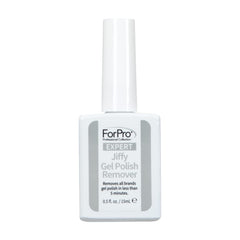 ForPro Expert Jiffy Gel Polish Remover bottle pour for quick, mess-free gel removal.