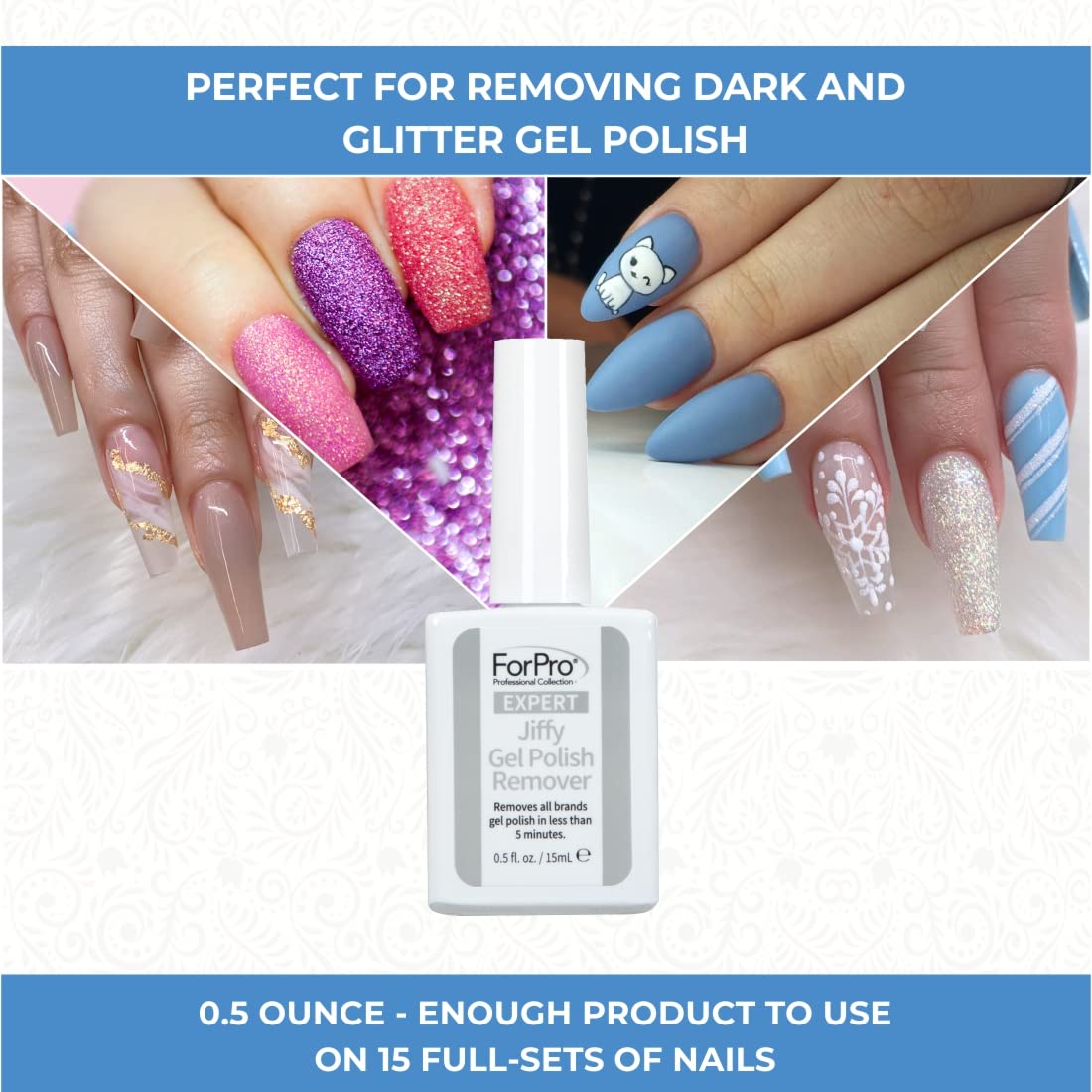 ForPro Expert Jiffy Gel Polish Remover compact 0.5oz bottle for travel.