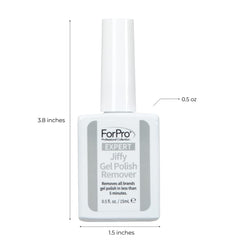 ForPro Expert Jiffy Gel Polish Remover wait time highlights rapid gel breakdown.