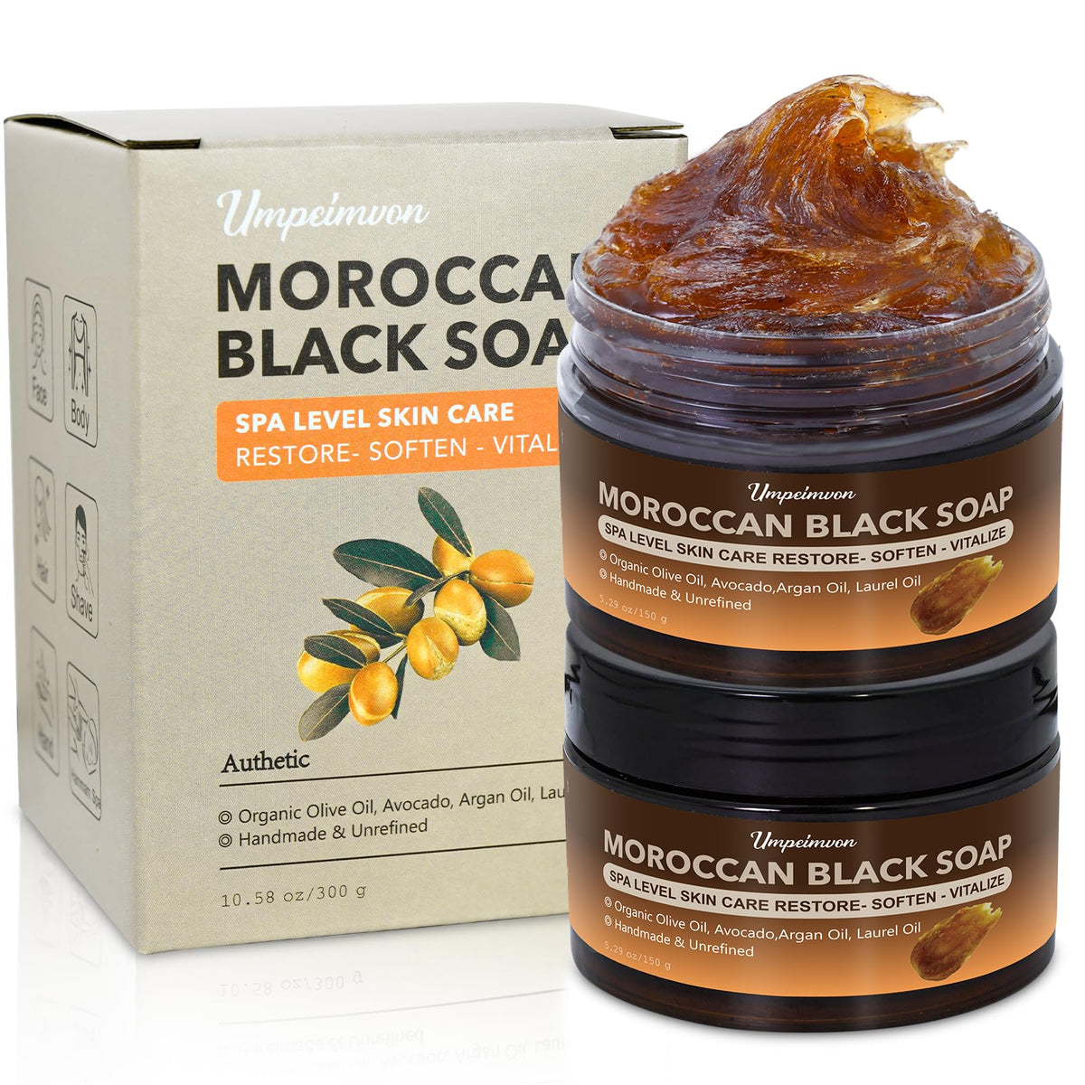 Forvirness Moroccan Black Soap handmade bar for deep moisturization.