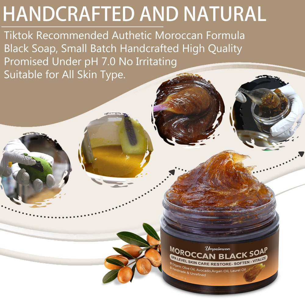 Forvirness Moroccan Black Soap with olive and argan oils for nourishing skin.