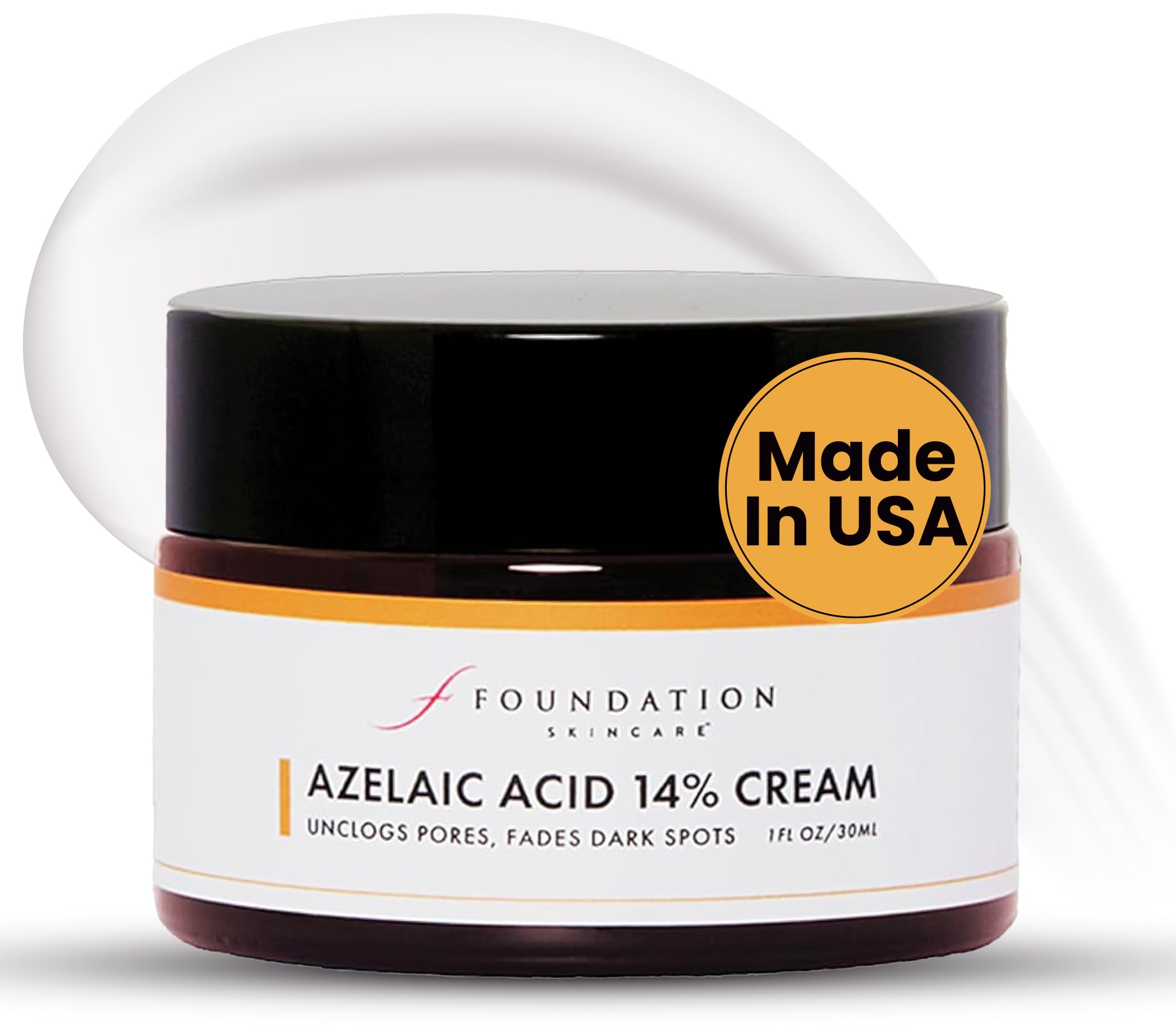 Foundation Skincare azelaic acid 14 percent bottle shows balanced tone and smooth texture