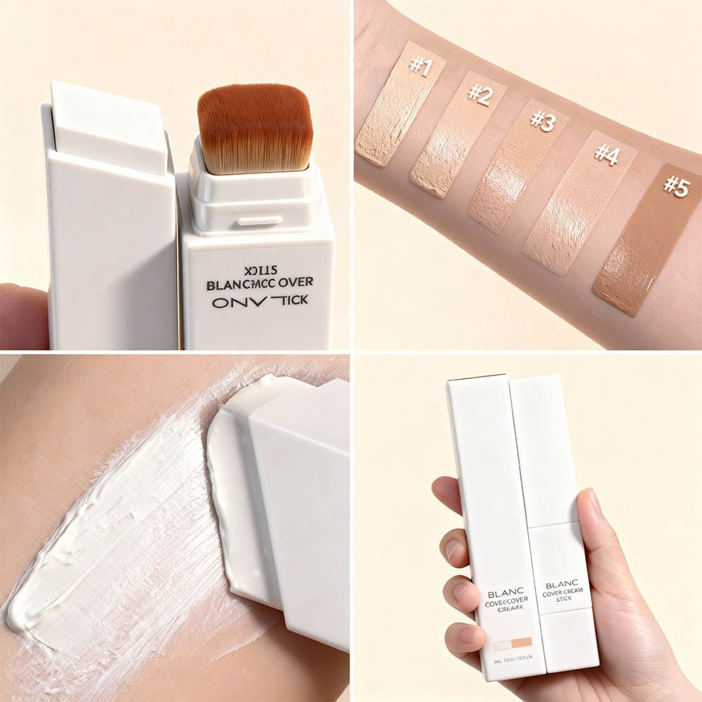 2 in 1 Foundation Stick With Brush even skin tone swatches for matching