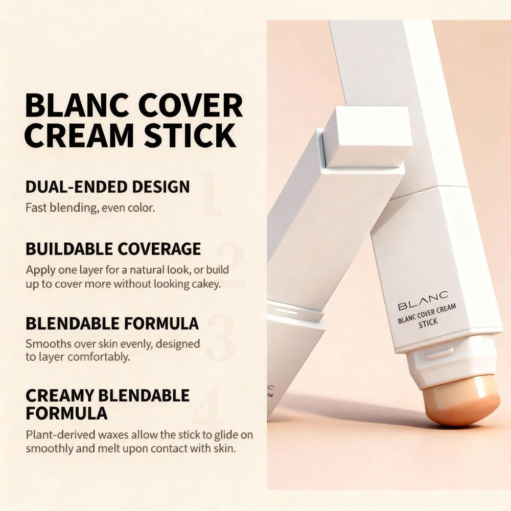 2 in 1 Foundation Stick With Brush lightweight formula for long wear