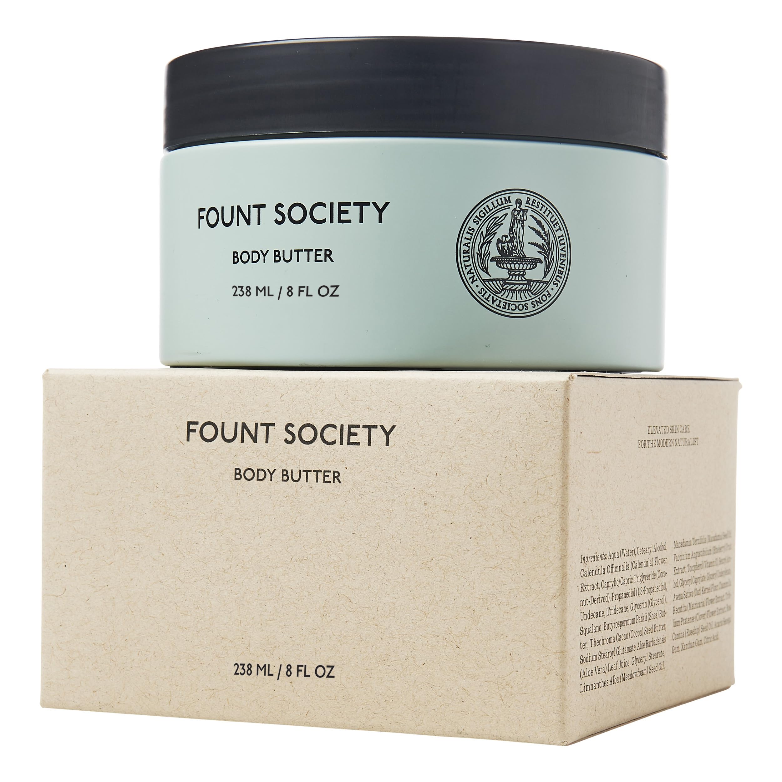 Fount Society Body Butter USA-made packaging emphasizing clean, toxin-free care