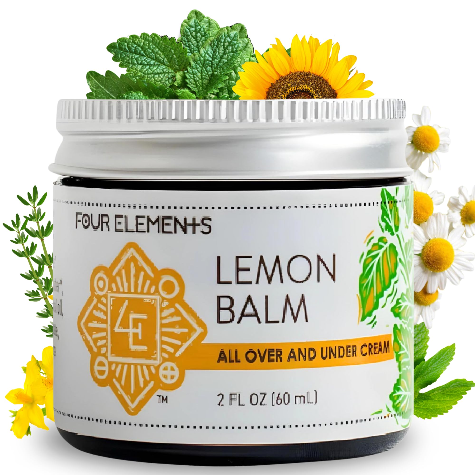 Four Elements Lemon Balm Face Cream bottle for lightweight daily hydration.