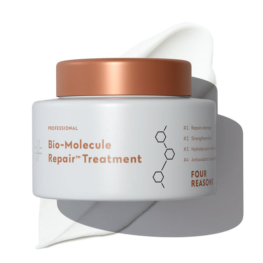 FOUR REASONS Bio-Molecule Repair Hair Mask packaging showcases premium vegan formula for care awareness