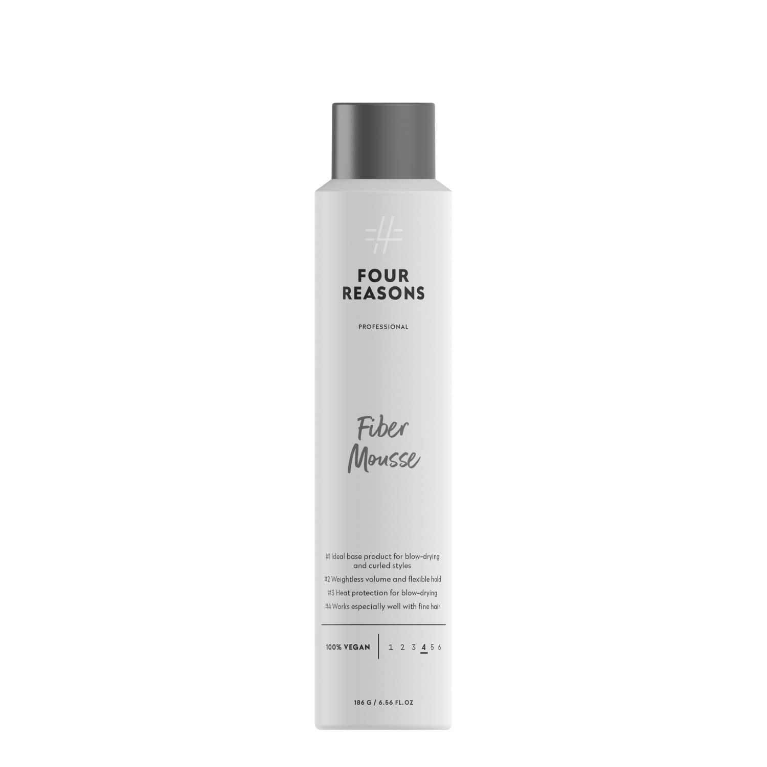 FOUR REASONS curl mousse application shows defined curls with lightweight hold.
