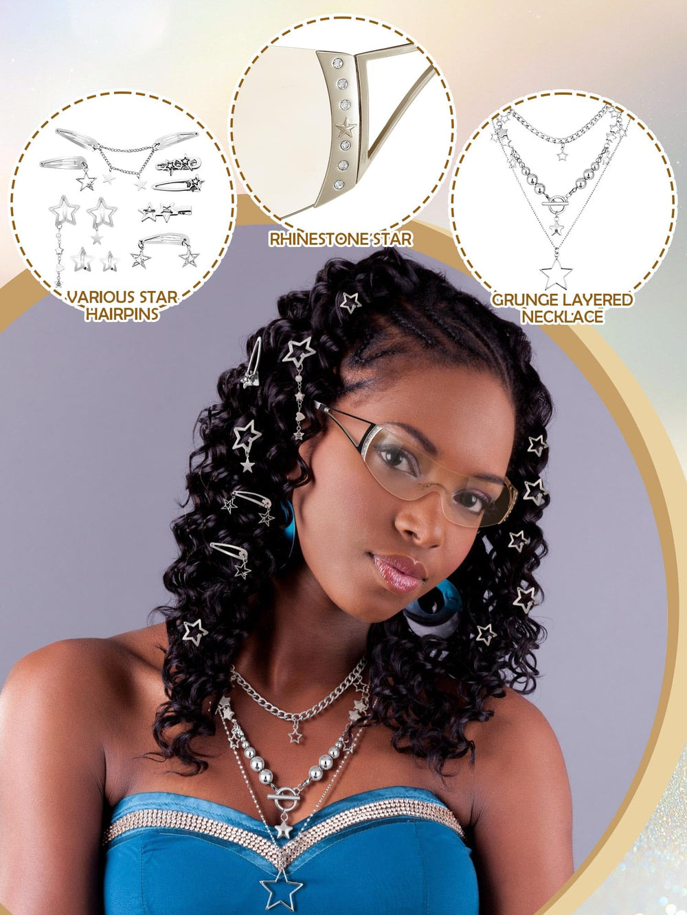 Fourluoo Y2K mini star hair clips for playful styling