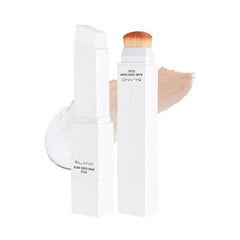 Fovcos Blanc Cover Cream Stick applying color-changing foundation with built-in brush