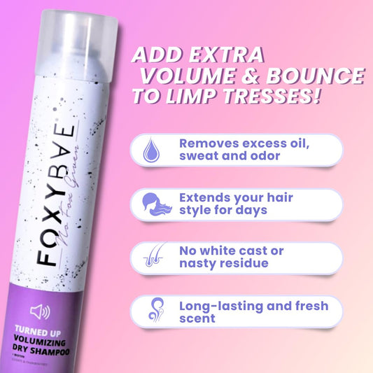 FoxyBae Turned Up biotin-enriched formula on label supports refresh and healthier-looking hair.