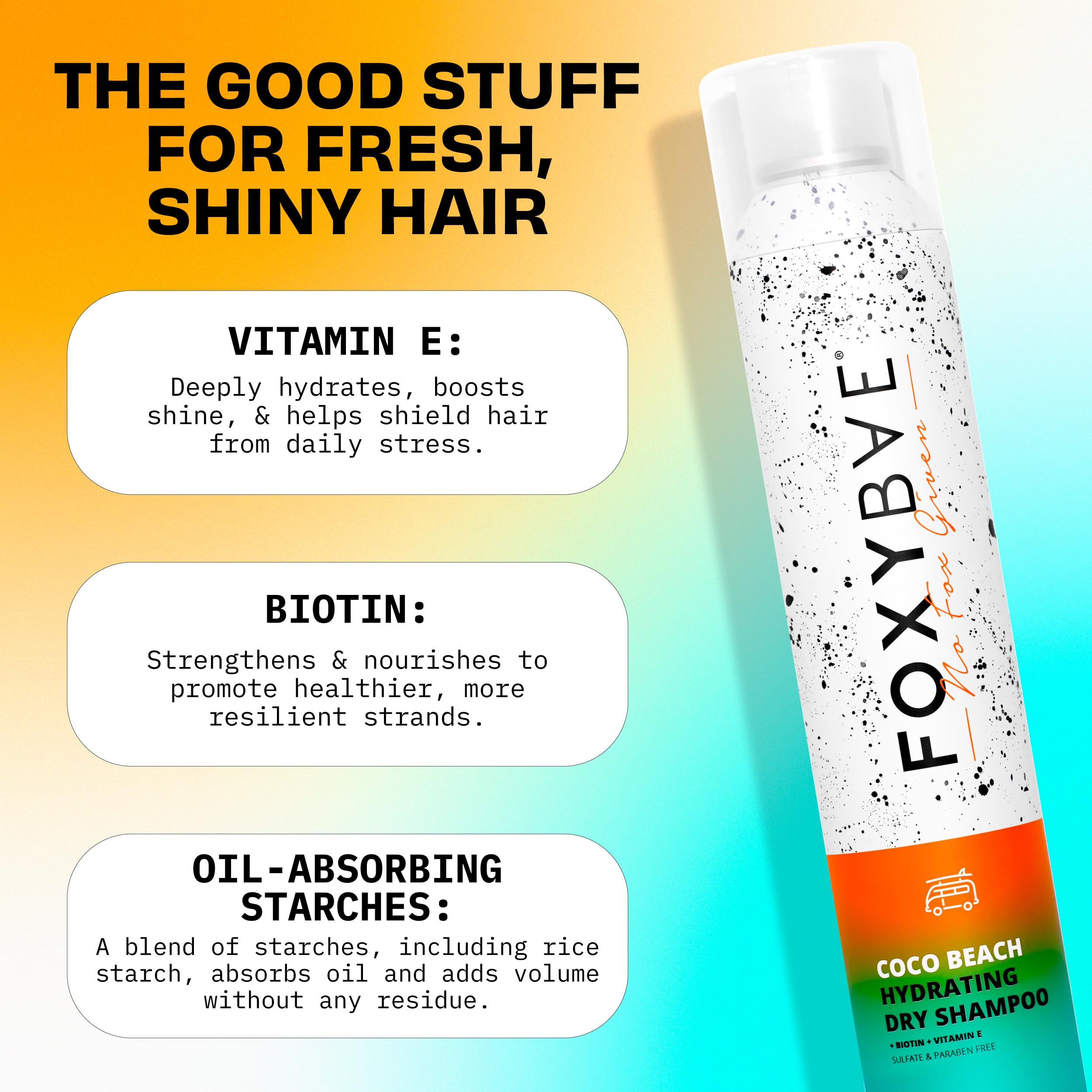 FoxyBae Hydrating Dry Shampoo coconut scent evokes tropical vibes