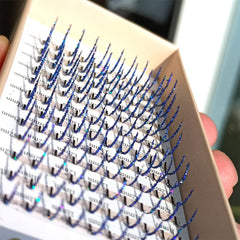 FQNing glitter lash extensions dark blue spike 11-16mm for dramatic eyes