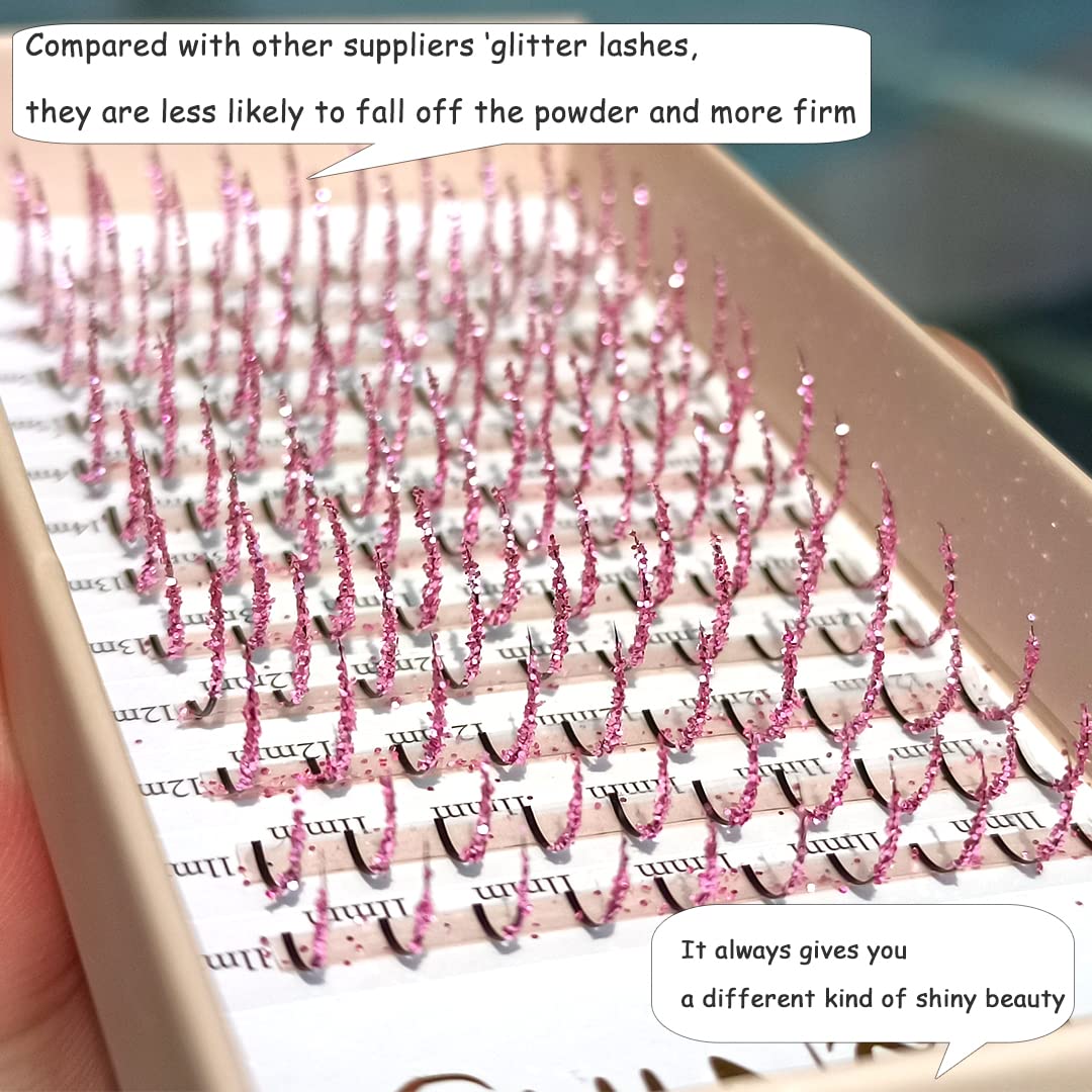 FQNing pink glitter lash spike application for quick glamorous looks