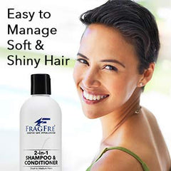 Fragfre 2 in 1 low-foaming texture demonstrates gentle scalp cleansing.