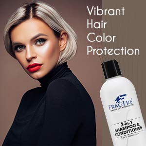 Fragfre 2 in 1 bottle shown in bathroom routine for short to medium hair.