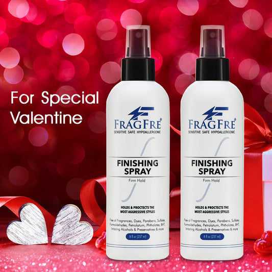 FRAGFRE Hair Finishing Spray mist on hair for lasting shine.