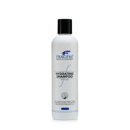 FRAGFRE Hydrating Sensitive Skin Shampoo bottle pour shows gentle cleansing for all hair types