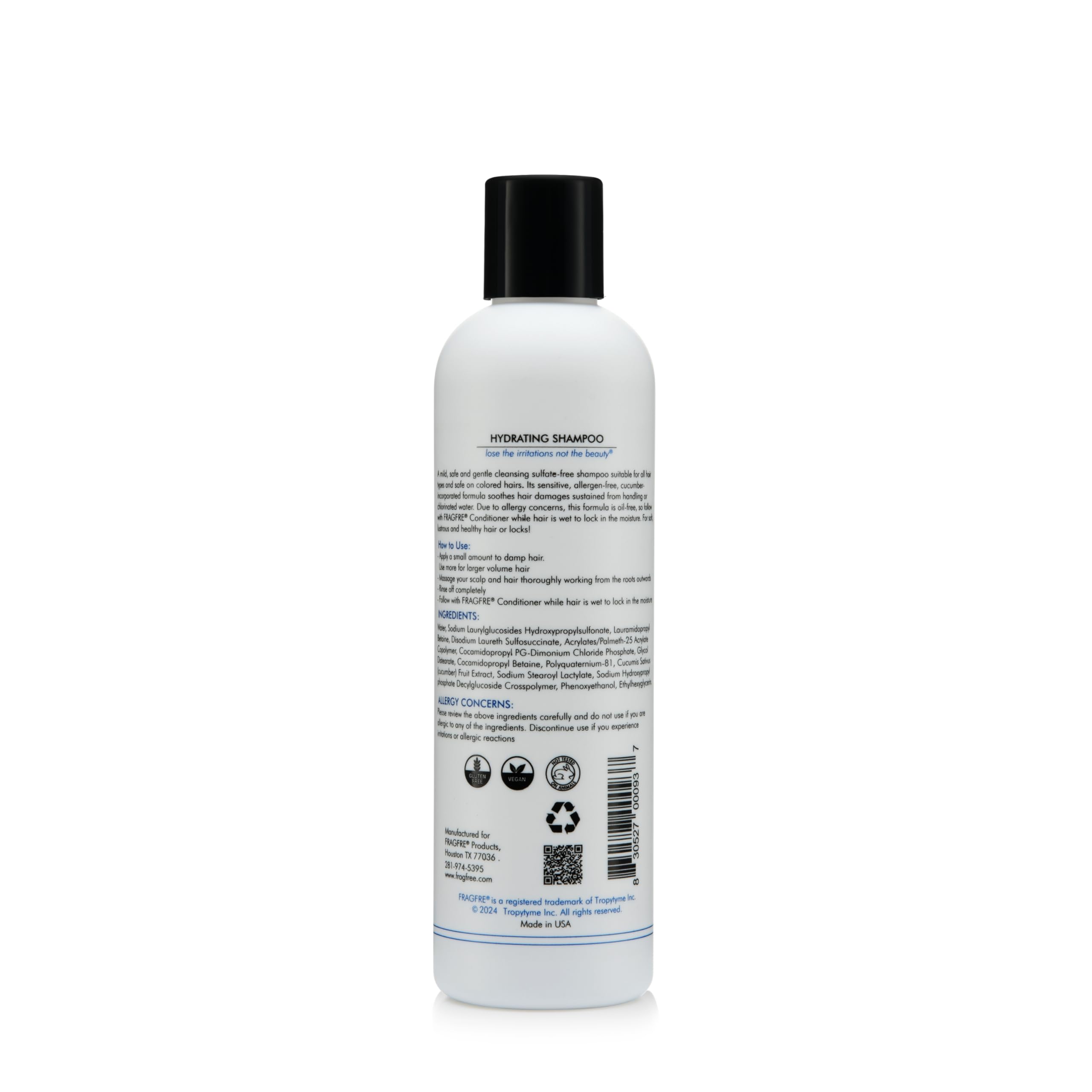 FRAGFRE natural cucumber extract shampoo in hand highlights nourishing hydration and color-safe care